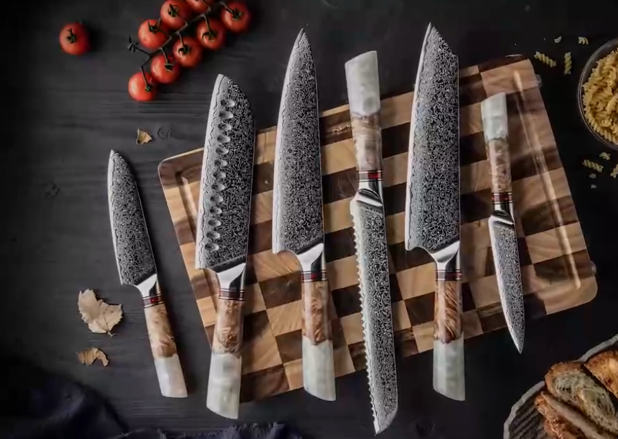 Fjord 6-Piece Japanese Damascus Kitchen Knife Set