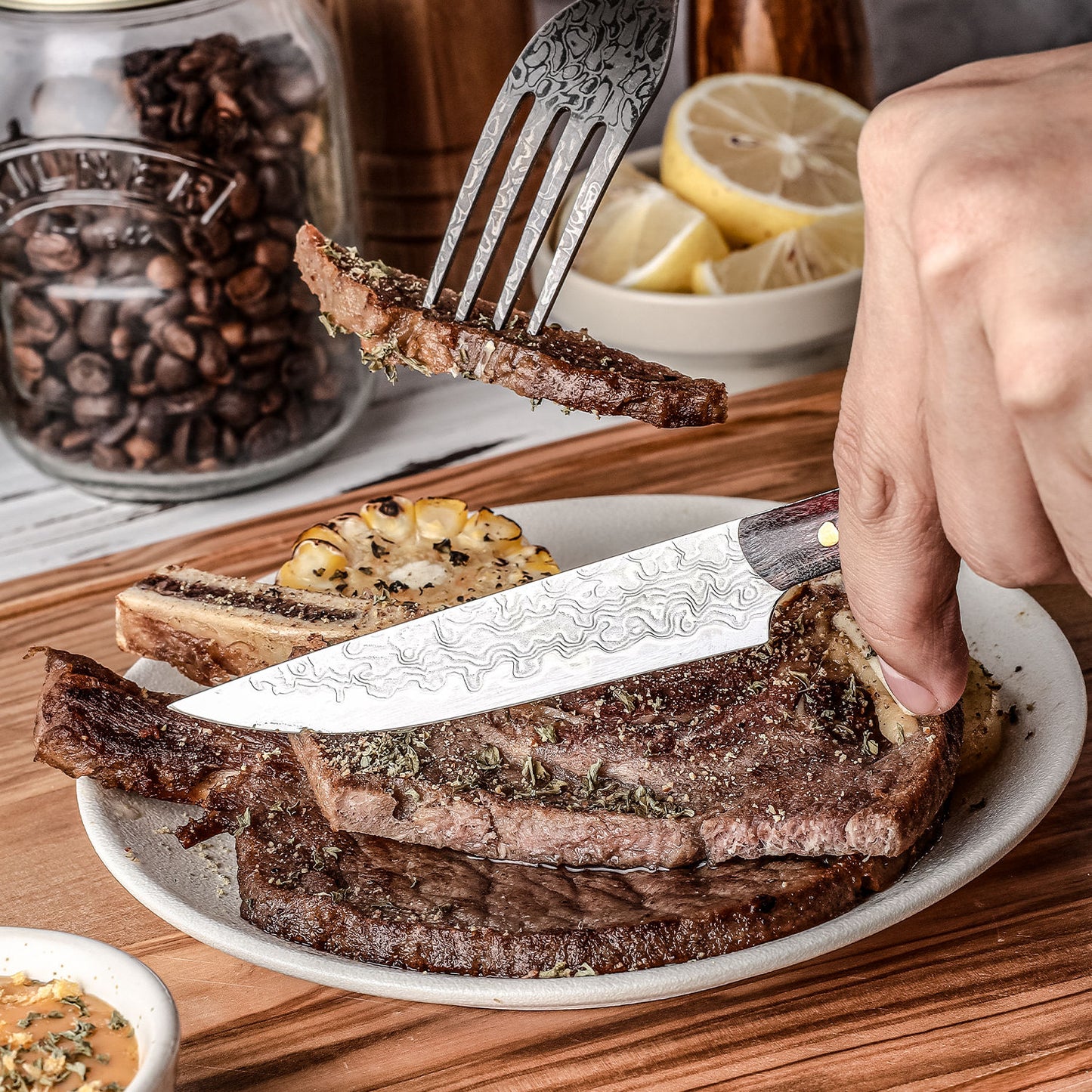 Aurelia 4-Piece AUS10 Damascus Steak Knife Set