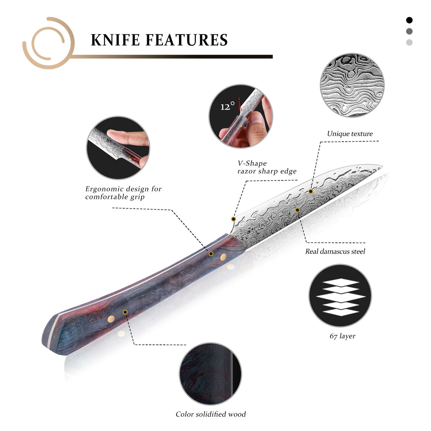 Aurelia 4-Piece AUS10 Damascus Steak Knife Set