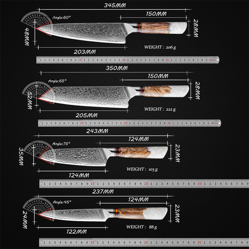 Bergenhof: Fjord 4-Piece Damascus Kitchen Knife Set