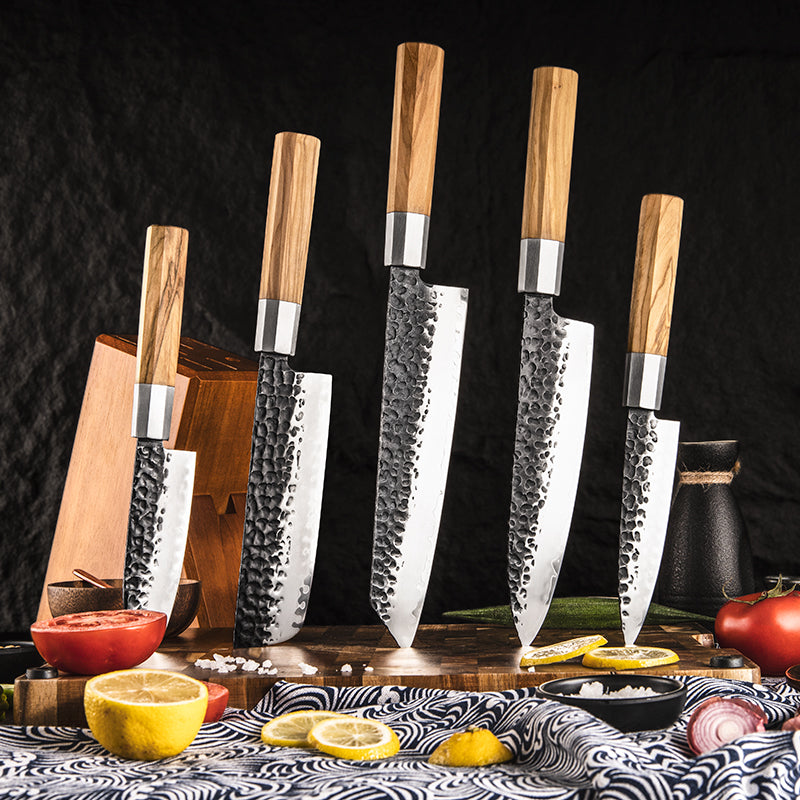 Bergenhof: Kenji 5-Piece Japanese AUS10 Damascus Kitchen Knife Set