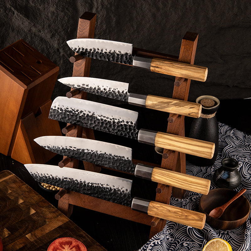 Bergenhof: Kenji 5-Piece Japanese AUS10 Damascus Kitchen Knife Set